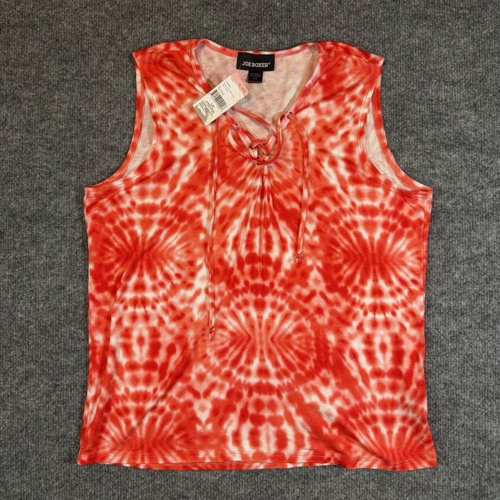 Joe Boxer Juniors L Coral Tie-Dye Lace Up‎ Sleeveless Tank Top
